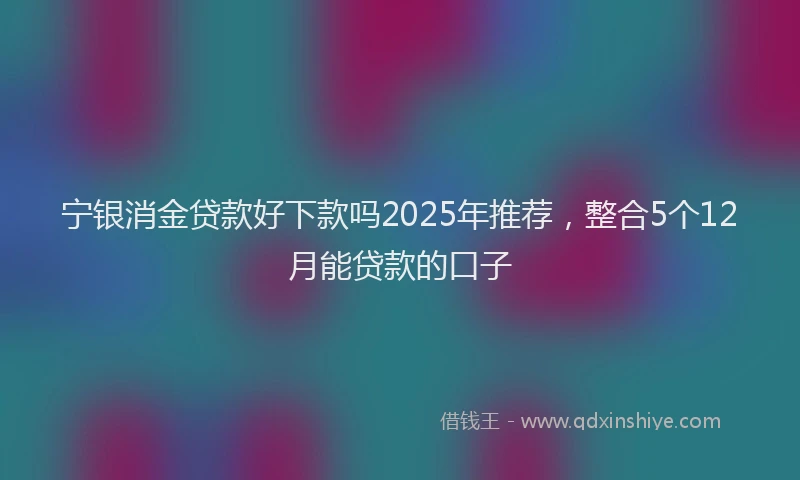 宁银消金贷款好下款吗2025年推荐，整合5个12月能贷款的口子