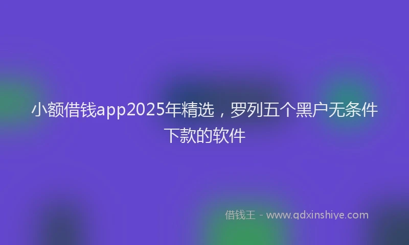 小额借钱app2025年精选,罗列五个黑户无条件下款的软件