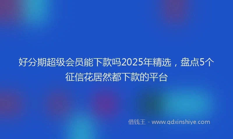 好分期超级会员能下款吗2025年精选，盘点5个征信花居然都下款的平台