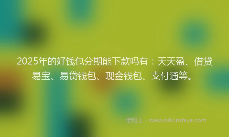 2025年的好钱包分期能下款吗有：天天盈、借贷易宝、易贷钱包、现金钱包、支付通等。
