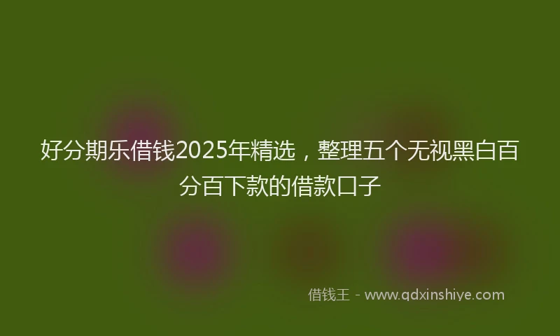 好分期乐借钱2025年精选，整理五个无视黑白百分百下款的借款口子