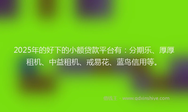 2025年的好下的小额贷款平台有：分期乐、厚厚租机、中益租机、戒易花、蓝鸟信用等。