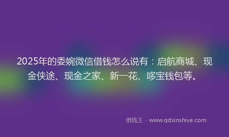 2025年的委婉微信借钱怎么说有：启航商城、现金侠途、现金之家、新一花、哆宝钱包等。