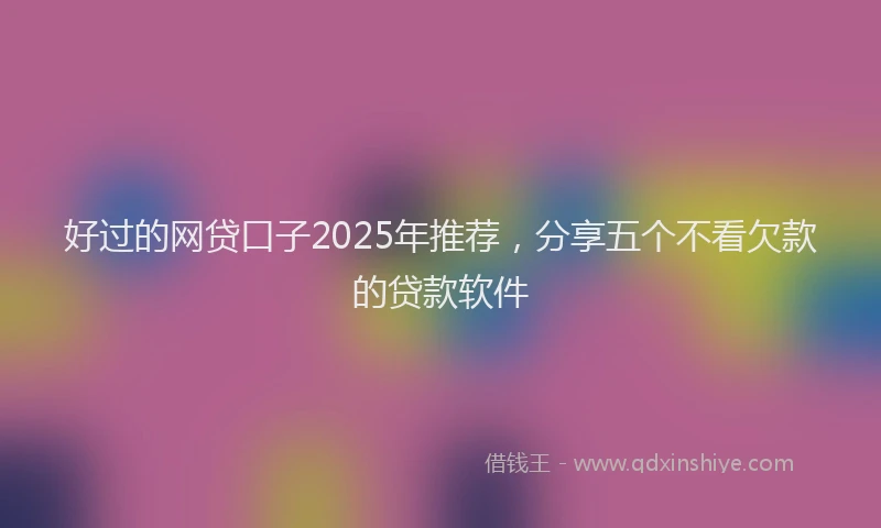 好过的网贷口子2025年推荐，分享五个不看欠款的贷款软件