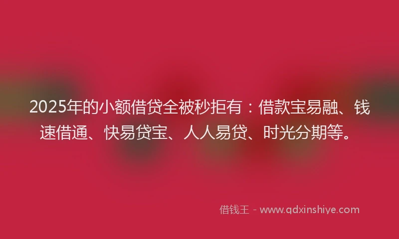 2025年的小额借贷全被秒拒有:借款宝易融、钱速借通、快易贷宝、人人易贷、时光分期等。