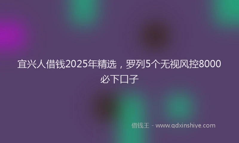 宜兴人借钱2025年精选，罗列5个无视风控8000必下口子