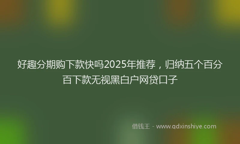 好趣分期购下款快吗2025年推荐，归纳五个百分百下款无视黑白户网贷口子