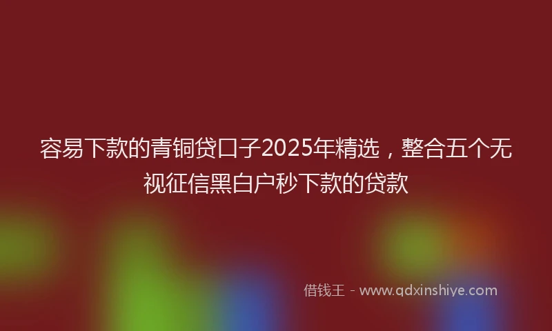 容易下款的青铜贷口子2025年精选，整合五个无视征信黑白户秒下款的贷款