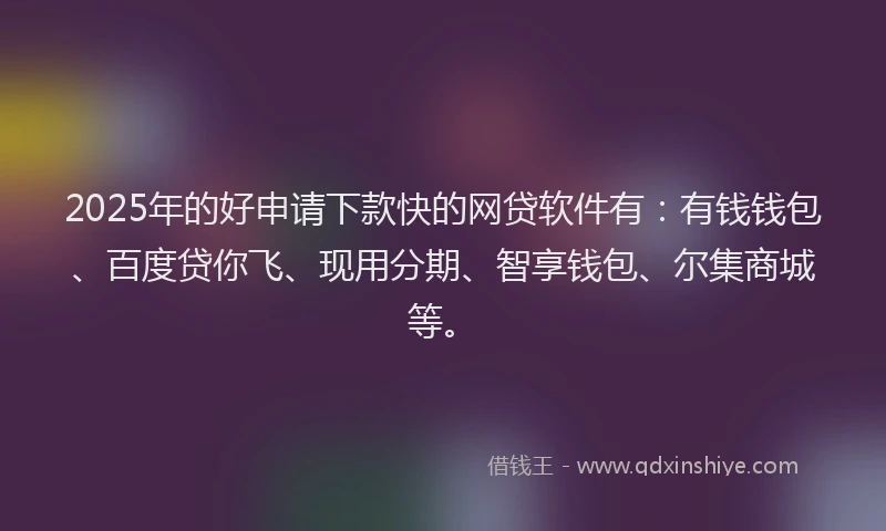 2025年的好申请下款快的网贷软件有：有钱钱包、百度贷你飞、现用分期、智享钱包、尔集商城等。