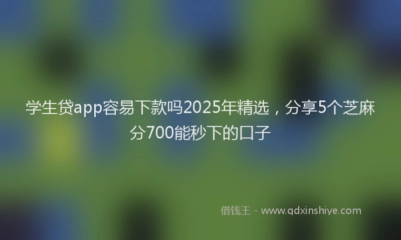 学生贷app容易下款吗2025年精选，分享5个芝麻分700能秒下的口子