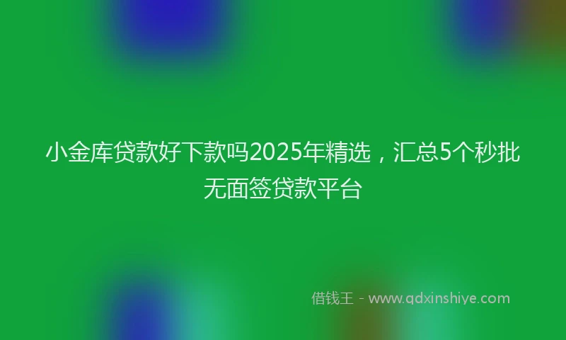 小金库贷款好下款吗2025年精选，汇总5个秒批无面签贷款平台