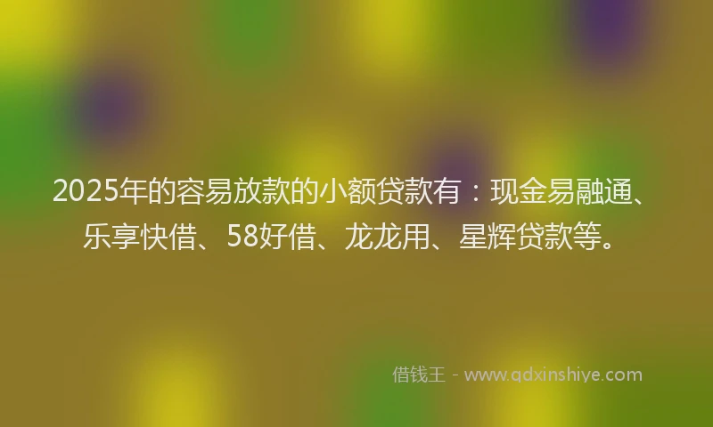 2025年的容易放款的小额贷款有:现金易融通、乐享快借、58好借、龙龙用、星辉贷款等。