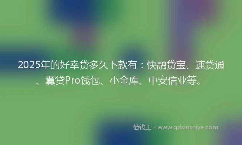 2025年的好幸贷多久下款有：快融贷宝、速贷通、翼贷Pro钱包、小金库、中安信业等。