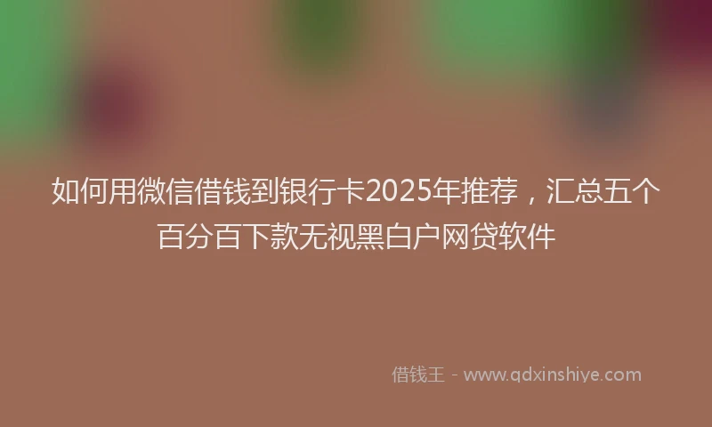 如何用微信借钱到银行卡2025年推荐，汇总五个百分百下款无视黑白户网贷软件