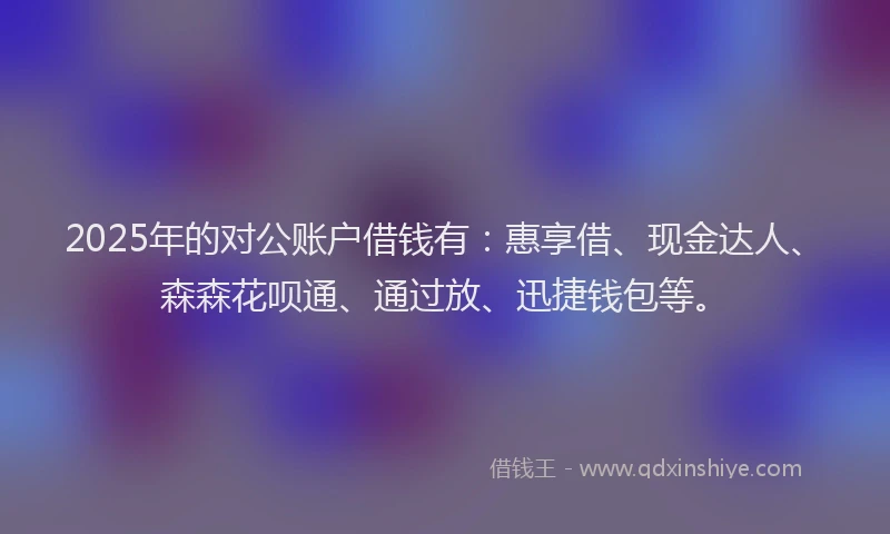 2025年的对公账户借钱有：惠享借、现金达人、森森花呗通、通过放、迅捷钱包等。