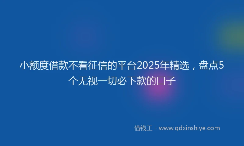 小额度借款不看征信的平台2025年精选，盘点5个无视一切必下款的口子