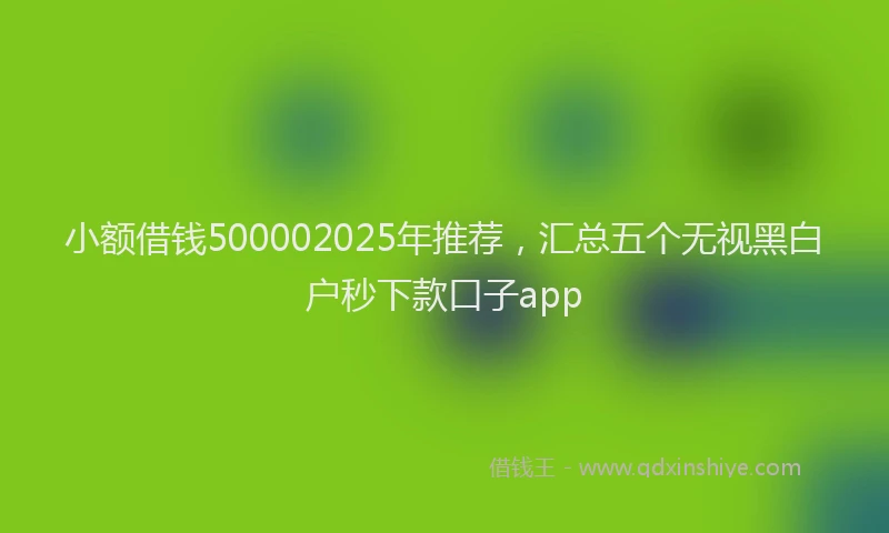 小额借钱500002025年推荐，汇总五个无视黑白户秒下款口子app
