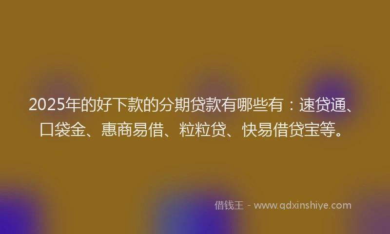2025年的好下款的分期贷款有哪些有：速贷通、口袋金、惠商易借、粒粒贷、快易借贷宝等。
