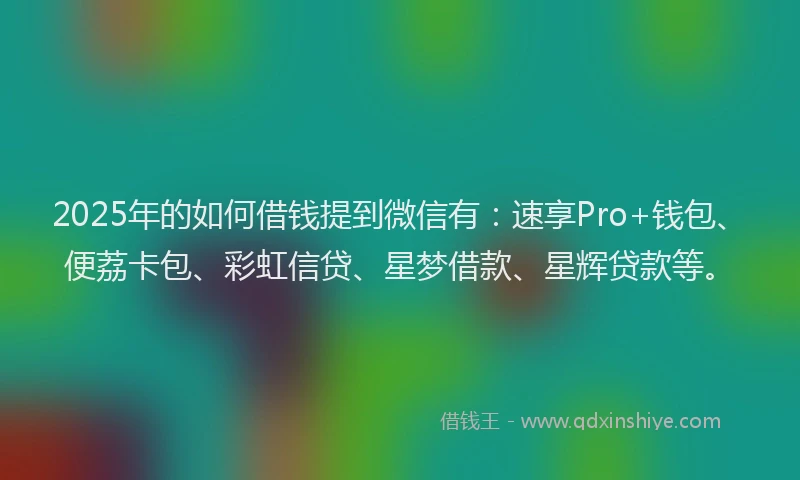 2025年的如何借钱提到微信有：速享Pro+钱包、便荔卡包、彩虹信贷、星梦借款、星辉贷款等。