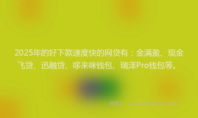 2025年的好下款速度快的网贷有：金满盈、现金飞贷、迅融贷、哆来咪钱包、瑞泽Pro钱包等。