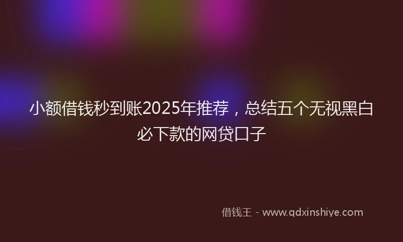 小额借钱秒到账2025年推荐，总结五个无视黑白必下款的网贷口子