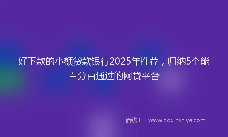 好下款的小额贷款银行2025年推荐，归纳5个能百分百通过的网贷平台