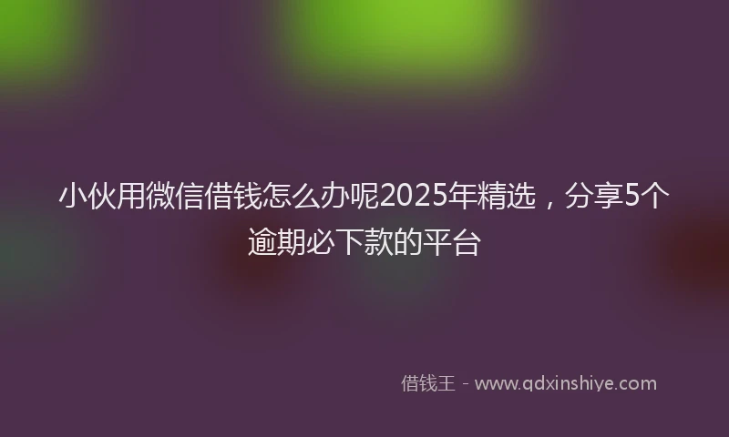 小伙用微信借钱怎么办呢2025年精选，分享5个逾期必下款的平台