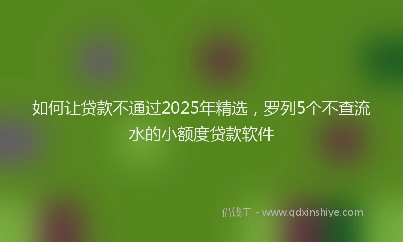 如何让贷款不通过2025年精选，罗列5个不查流水的小额度贷款软件