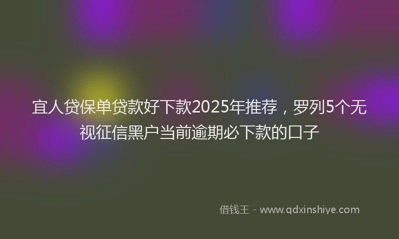 宜人贷保单贷款好下款2025年推荐，罗列5个无视征信黑户当前逾期必下款的口子