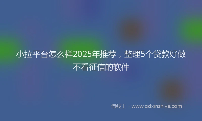 小拉平台怎么样2025年推荐，整理5个贷款好做不看征信的软件