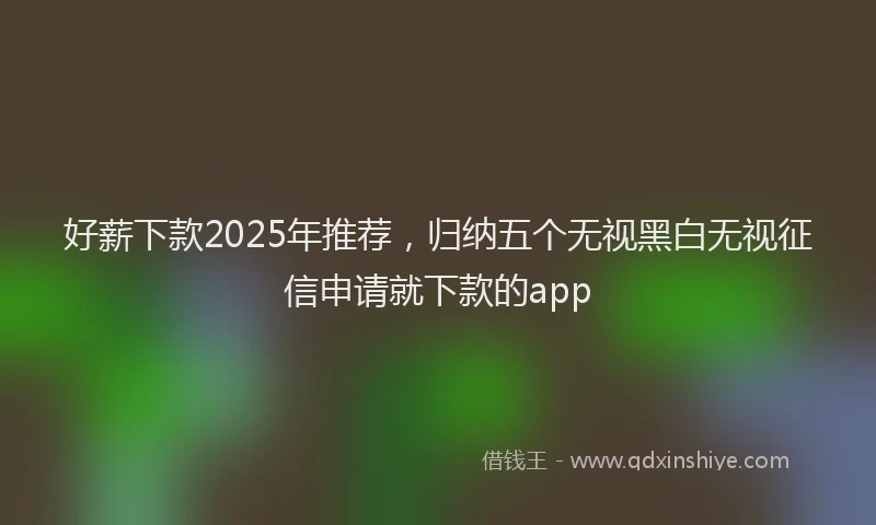 好薪下款2025年推荐，归纳五个无视黑白无视征信申请就下款的app