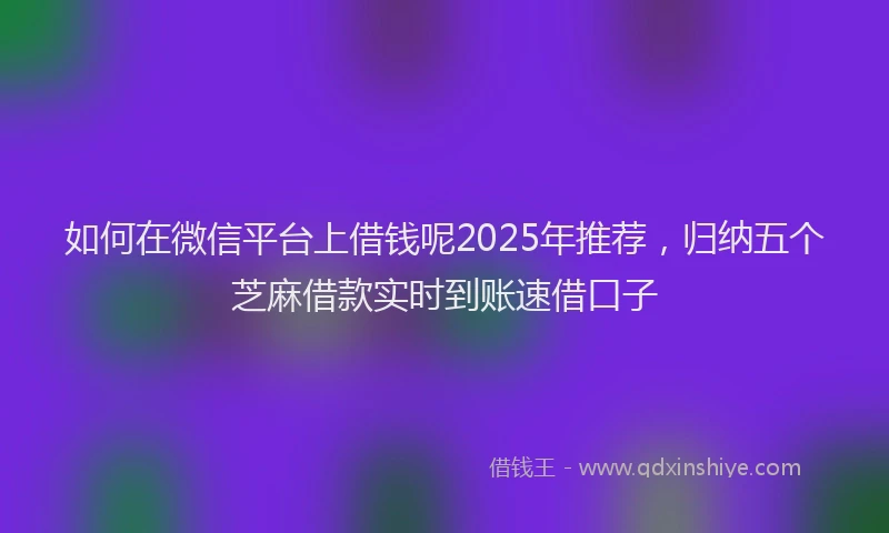 如何在微信平台上借钱呢2025年推荐，归纳五个芝麻借款实时到账速借口子