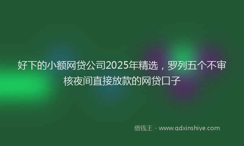 好下的小额网贷公司2025年精选，罗列五个不审核夜间直接放款的网贷口子
