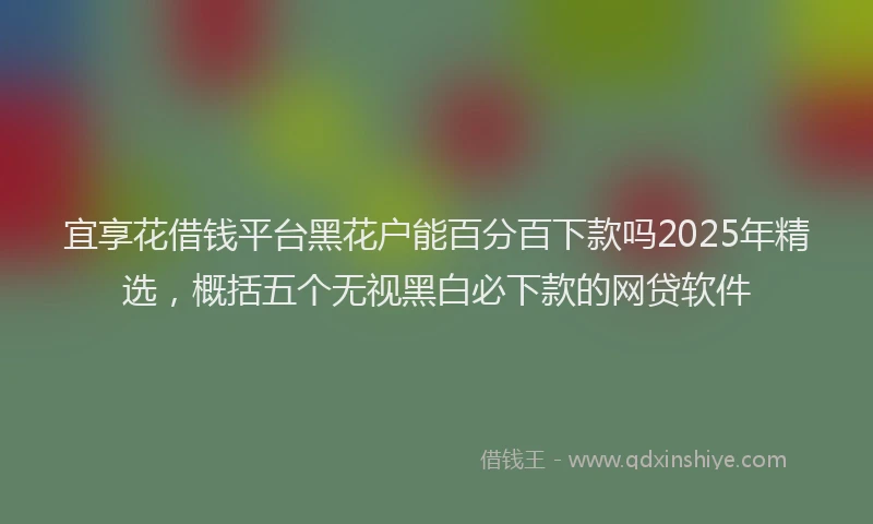 宜享花借钱平台黑花户能百分百下款吗2025年精选，概括五个无视黑白必下款的网贷软件