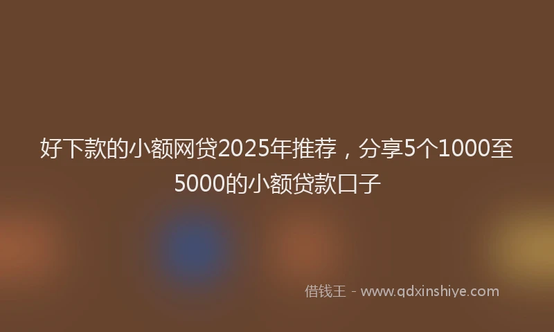 好下款的小额网贷2025年推荐，分享5个1000至5000的小额贷款口子
