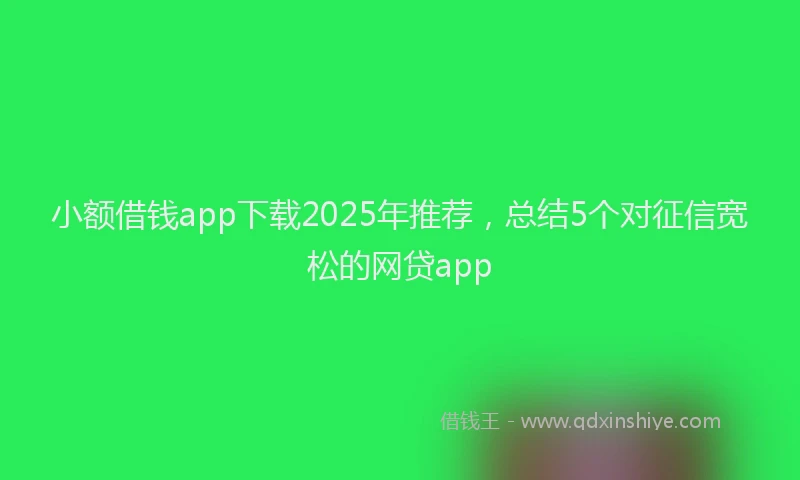 小额借钱app下载2025年推荐,总结5个对征信宽松的网贷app