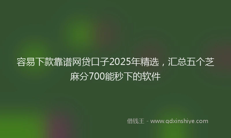 容易下款靠谱网贷口子2025年精选，汇总五个芝麻分700能秒下的软件