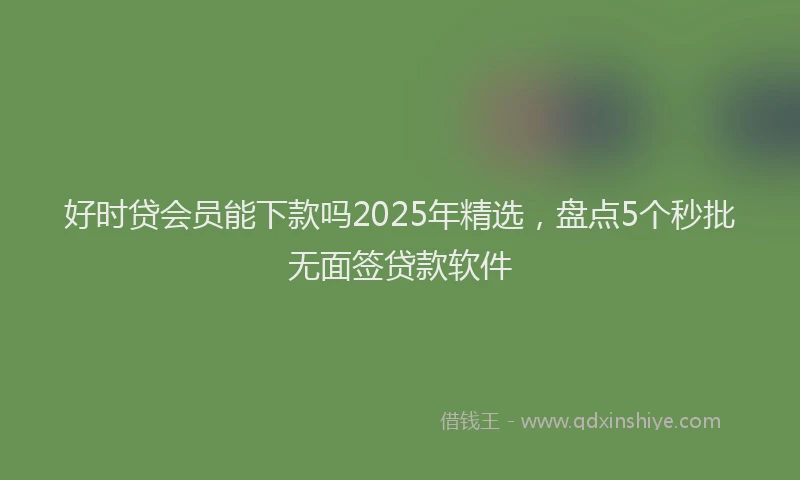 好时贷会员能下款吗2025年精选，盘点5个秒批无面签贷款软件