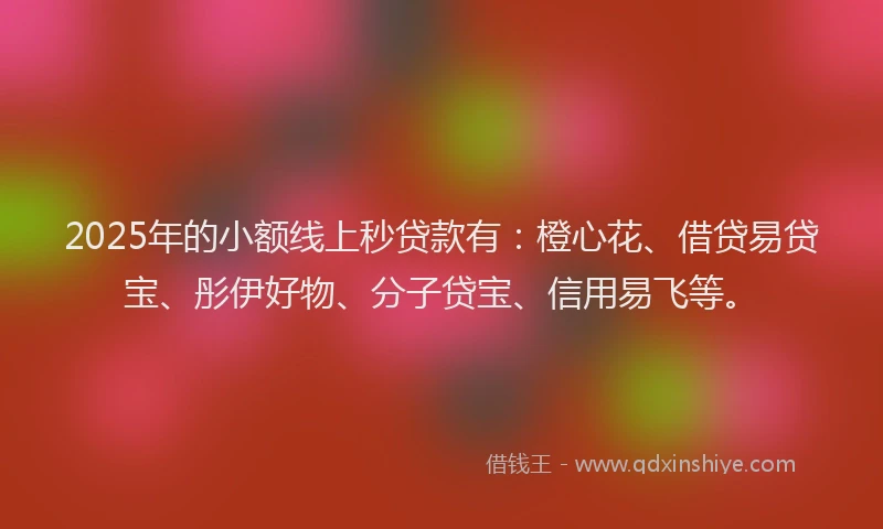 2025年的小额线上秒贷款有：橙心花、借贷易贷宝、彤伊好物、分子贷宝、信用易飞等。