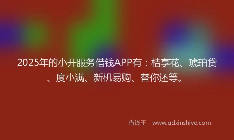 2025年的小开服务借钱APP有：桔享花、琥珀贷、度小满、新机易购、替你还等。