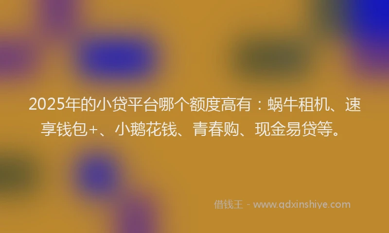 2025年的小贷平台哪个额度高有：蜗牛租机、速享钱包+、小鹅花钱、青春购、现金易贷等。
