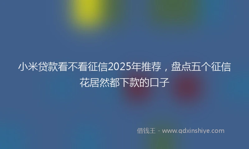 小米贷款看不看征信2025年推荐，盘点五个征信花居然都下款的口子