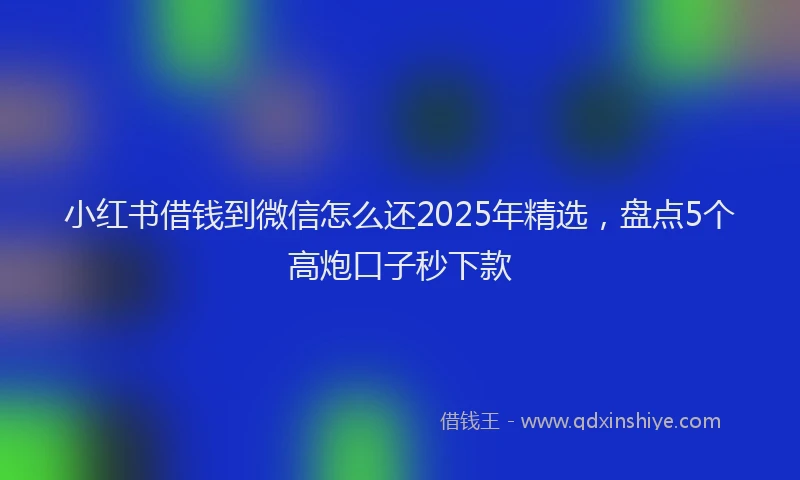 小红书借钱到微信怎么还2025年精选，盘点5个高炮口子秒下款