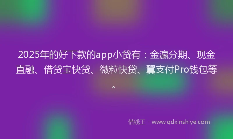 2025年的好下款的app小贷有：金瀛分期、现金直融、借贷宝快贷、微粒快贷、翼支付Pro钱包等。