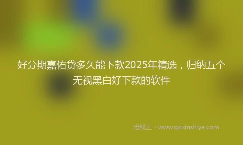 好分期嘉佑贷多久能下款2025年精选，归纳五个无视黑白好下款的软件