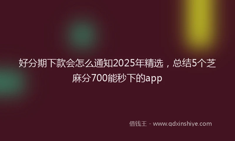 好分期下款会怎么通知2025年精选，总结5个芝麻分700能秒下的app