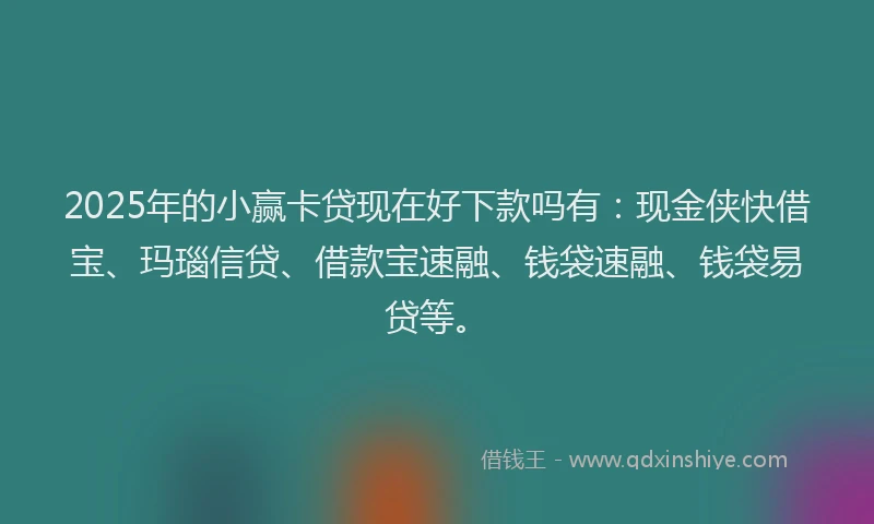 2025年的小赢卡贷现在好下款吗有：现金侠快借宝、玛瑙信贷、借款宝速融、钱袋速融、钱袋易贷等。