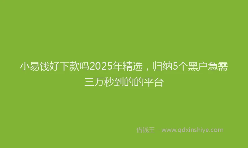 小易钱好下款吗2025年精选，归纳5个黑户急需三万秒到的的平台