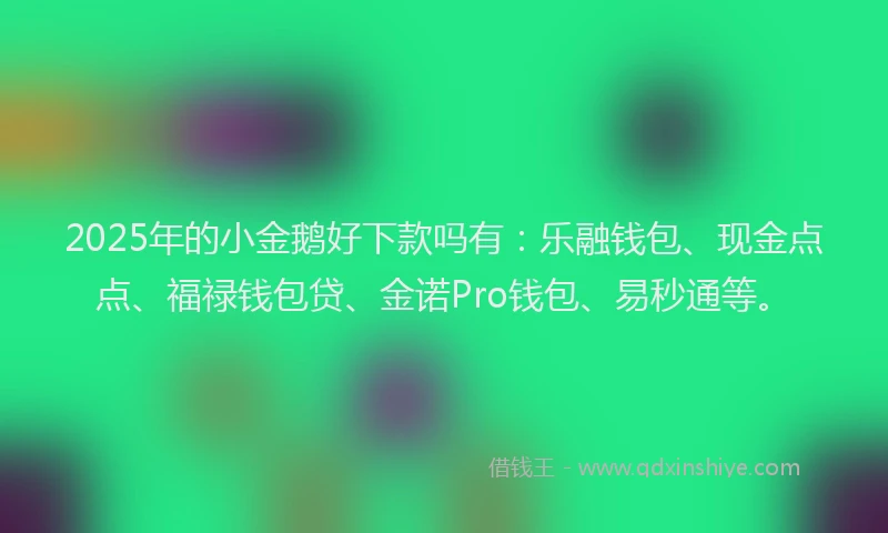 2025年的小金鹅好下款吗有：乐融钱包、现金点点、福禄钱包贷、金诺Pro钱包、易秒通等。