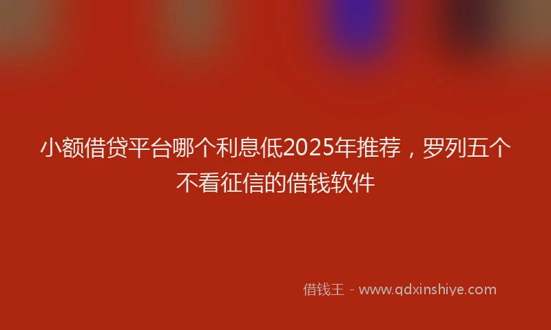 小额借贷平台哪个利息低2025年推荐,罗列五个不看征信的借钱软件